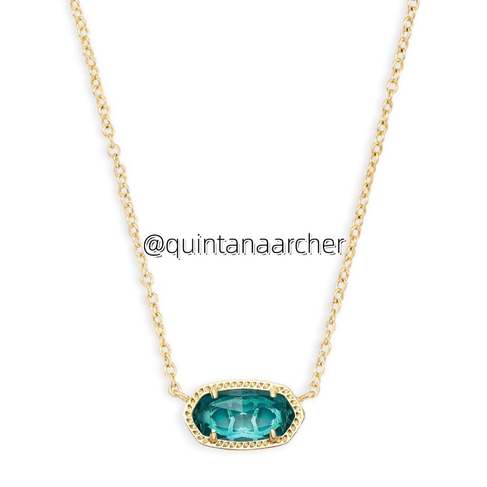 Elisa Gold Pendant Necklace in London Blue Glass